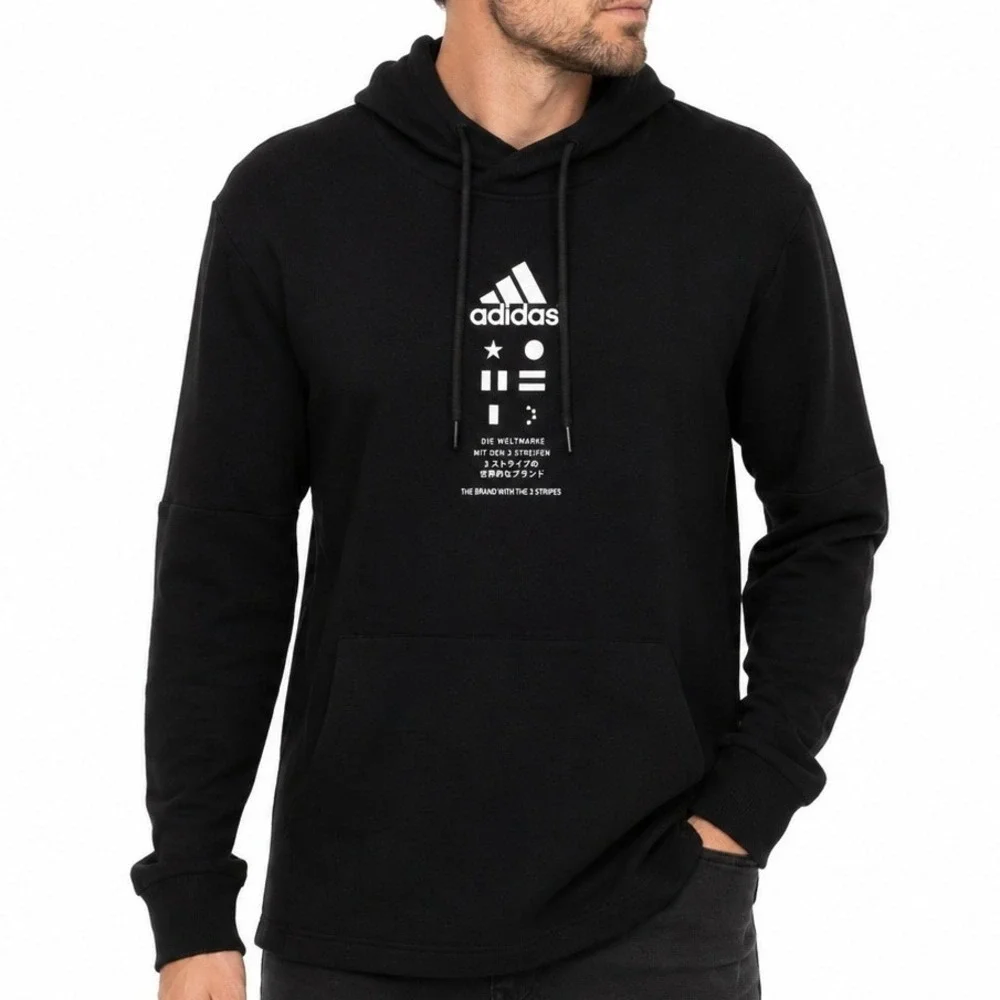 Adidas‎ Hoodie Sweatshirt Men's Small Black White Long Sleeves Logo